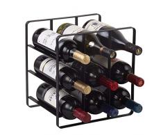 Buruis Weinregal, für 9 Flaschen, Metall, freistehend schwarz