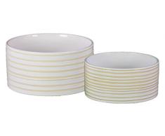 Urban Trends Keramik Topf, rund gekämmte mit Gloss Finish (Set of 2), weiß