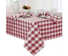 - Buffalo Check Baumwolle Tischdecke – Cottage Stil Gingham Kariert Tischdecken, baumwolle, burgunderfarben, 60 x 102 Oblong