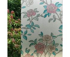 Vsudo Dekorative Sichtschutzfolie, kein Kleber, Dekoration, statisch, Glas-Aufkleber, Wärmekontrolle, für Zuhause und Büro (Wohnzimmer/Badezimmer/Küche/Haustürfenfenster) (3D-Blumenmuster) 17.7 By 78.7 3d Building Block