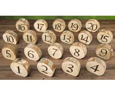 David tutera rh0715–4146-ed Rustikal Hochzeit Holz Slice Tisch Zahlen: 20 Stück, Multicolor