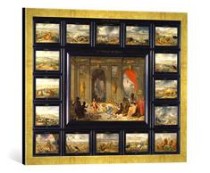 Gerahmtes Bild von Jan Van Kessel Aus dem Zyklus Die Vier Erdteile: Afrika, Kunstdruck im hochwertigen handgefertigten Bilder-Rahmen, 70x50 cm, Gold Raya