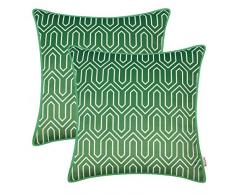 Brawarm Kissenbezüge, gemütlich, Fleece, für Couch/Bett, Sofa, massives Vintage-Chevron-Kissenbezüge, geometrische Figuren, mit Paspelierung, Heimdekoration, 2 Stück Modern 18 X18 Inches - 2 Pcs waldgrün