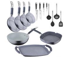 San Ignacio Professionelles Kochgeschirr-Set, Pfannen, Wok und Grill, Messer, Utensilien