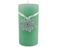 Magic Candle World Candles Lotus Stumpenkerze. Handbemalte Sterne mit Kristallen verziert. Winterkerze, Advent, Adventskranz, Weihnachts Deko.