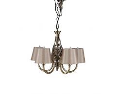 Pacific Lifestyle Metall Fünf Arm Twist Detail Kronleuchter, Messing antik/Mink, 360 x 360 x 110 mm