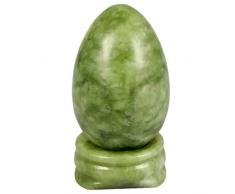 rockcloud Heilung Kristall Natur Edelstein Ball Wahrsagung Kugel mit Holz Ständer Green Jade Egg(1.7x1)