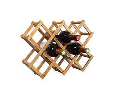 Hivory Weinflaschenhalter aus Holz, faltbar, für 10 Weinflaschen 10 Bottle Slots