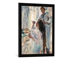 Gerahmtes Bild von Lovis Corinth Die Frau des Künstlers am Frisiertisch, Kunstdruck im hochwertigen handgefertigten Bilder-Rahmen, 50x70 cm, Schwarz matt