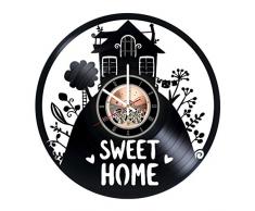 choma Home Sweet Home Vinyl Schallplatte Wanduhr – Home Zimmer Oder Wohnzimmer Wand Decor – Geschenk Ideen für Freunde, Eltern – Einzigartiges Art Design