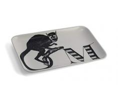 Thomas Paul TP108 M Serviertablett mit Affen-Motiv, 20,3 x 14 cm, Ebenholz