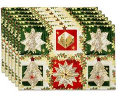 Erstellt von S.H.A.C. Tischsets mit weihnachtlichem Motiv, 30,5 x 45,7 cm, doppelseitig, wendbar, Set mit 6 Platzdeckchen, Tischdekoration für den Winter, langlebig, leicht zu reinigen Country Rustic 18 x 12 inches Tischsets Weihnachtssterne, 6 Stück