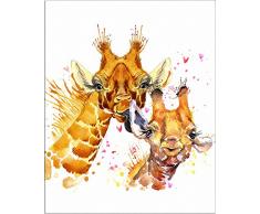 7dots Art. Mutter und Baby. Watercolor Kunstdruck, Poster 20,3 x 25,4 cm auf feinem Art Dick Aquarell Papier für Kinder Kinder Zimmer, Schlafzimmer, Bad. Wand Art Decor mit Tiere für Jungen, Mädchen. Modern 8x10 Girafs