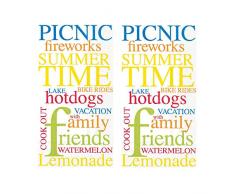 IHR Einweg-Handtuch, gefaltet, Gästetücher, Party-Buffet und Dinner-Servietten, 2 Packungen mit 16 Stück (insgesamt 32 ct) Picknick Sommerzeit