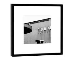 COGNOSCO Fotografie im Holzrahmen: ehem. Turmpalast Kinos Frankfurt-Fotodruck-Format 27 x 27 cm-Rahmenfarbe schwarz-Hochwertiges Wandbild, Geschenkidee oder Souvenir aus Hessen, Holz, Weiß, Rahmen