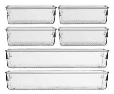 6 Sets transparenter Kunststoff Schubladen-Organizer Trennwand Aufbewahrung Werkzeug Box Geschirr Utensilien Make-up Kommode Organizer Kommode für Küche, Klassenzimmer, Büro, Bad, Thekenschreibtisch 30,5 cm 22,9 cm 15,2 cm 7,6 cm combination 2