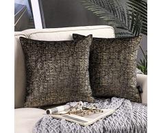 Phantoscope Set von 2 luxuriösen Chenille Roving gewebt quadratisch Überwurf Kissenbezug Kissenbezug für Couch Bett und Stuhl 18 x 18 schwarz