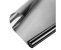 WochiTV Sichtschutzfolie, UV-Schutz, Einweg-Spiegelfolie, antistatische Glasfolien, Nicht klebend, für Zuhause und Büro 29.5 Inch x 6.56 Feet schwarz/Silber