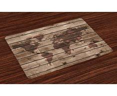 Lunarable Love Platzsets 4er Set Floral Love Romantische Form Herz Schmetterlinge Valentinstag Blumen Ornamental, abwaschbare Stoff-Tischsets für Esszimmer Küche Tischdekoration Rose Weiß, Textil, Multi 14, 12.5 L By 18.5 W