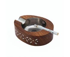 Stylla London® Tragbarer Aschenbecher aus Holz für Zigarette oder Zigarre, oval, mit Stahlschale, passend für den Innen- und Außenbereich