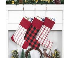 gexworldwide GEX 2019 Weihnachtsstrümpfe für die Familie, 6 Stück, klassisch, kariert, gestreift, 40,6 cm Dekoration, hoch 3 Stück