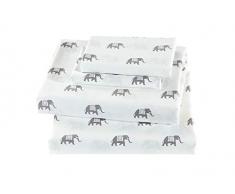 Fancy Leinen Bettwäsche Elefanten Hellgrau Weiß NEU Full