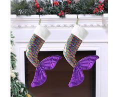 Weihnachtsstrumpf, Weihnachtsstrümpfe, Klassische große Weihnachtsstrümpfe, Dekoration für Familie, Urlaub, Jahreszeit, 4 Stück Mermaid Tail Stocking 01