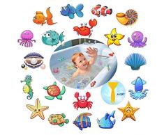 PASNOWFU wasserdichte und rutschfeste Badewannen-Aufkleber, Marine Organismus Aufkleber, Klebestreifen, Badezimmer Dusche Sicherheit Applikationen für Baby Kinder Badewanne 20 Set 20 Set