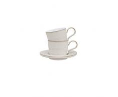 Denby 375048701 Teetasse mit Untertasse, Steingut, cremefarben