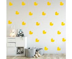 Set mit 12 Vinyl-Wandaufklebern - Kleine Enten - je 12,7 x 12,7 cm - niedliches lustiges Zuhause für drinnen und draußen, Schlafzimmer, Wohnzimmer, Wohnzimmer, Kinderzimmer, Kinderzimmer, Spielzimmer Dekor Modern 5 x 5 each gelb