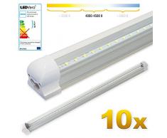LEDVero 10x SMD LED Röhre 90 cm inklusive Fassung in neutralweiss- Leuchtstoffröhre T8 G13 Tube transparent Abdeckung - Lichtleiste mit 14 W, 1400lm- montagefertig