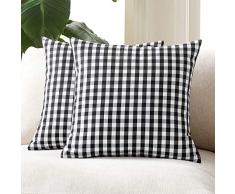 Foindtower Dekorative klassische Buffalo Überwurf-Kissenbezüge Baumwolle neutral kariert kariert kariert Gingham Kissenbezug Casual Rustikal Bauernhaus Modern Retro Dekoration für Sofa Schlafzimmer Stuhl Auto 45,7 x 45,7 cm,