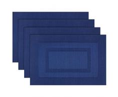 Pigchcy Platzsets, waschbar, Vinyl, gewebt, elegant, Tischsets für Esstisch, 4 Stück, 45,7 x 30,5 cm, Marineblau Set of 4 Frame2: Blue