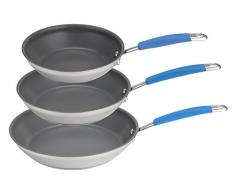 Joe leitet 70523 Schnelle & gleichmäßige Edelstahl Kochgeschirr mit Antihaftbeschichtung, Silver and Blue, 20/24 / 28 cm