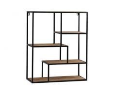 Benjara Rechteckiges Wandregal aus Holz mit 4 Einlegeböden, Braun/Schwarz