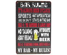 Sumik Bar Rules IT S Always Bier Uhr, Metall blechschild, Vintage Poster Plaque Bar Küche Home Wand-Decor