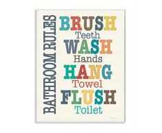 Stupell Industries Colorful Bathroom Rules Typog Wandschild, Design vom Künstler Jo Moulton, 10x15
