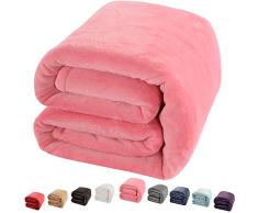 Shilucheng Luxus Fleecedecke Super Weich und warm Fuzzy Plüsch leicht Schlafcouch Decken King/Queen/Twin/Überwurf/Reisegröße, Fleece, Rose, King (104-Inch-by-90-Inch)