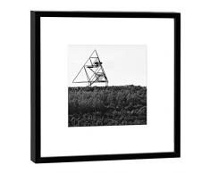 COGNOSCO Fotografie im Holzrahmen: Tetraeder Duisburg-Fotodruck-Format 27 x 27 cm-Rahmenfarbe Hochwertiges Wandbild, Geschenkidee oder Souvenir aus der Ruhrregion, Holz, Schwarz-Weiß, Rahmen