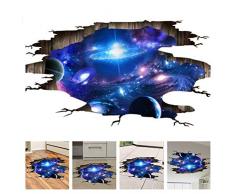 3D Blue Kosmic Galaxie Wandaufkleber abnehmbar PVC Magic 3D Milchweg Weltall Planet Fenster Wandaufkleber Wandtapete Dekoration für Zuhause Wände Boden Decke Jungen Zimmer Kinderzimmer