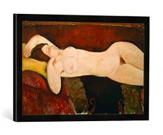 Gerahmtes Bild von Amadeo Modigliani Akt Einer schlafenden Frau, Kunstdruck im hochwertigen handgefertigten Bilder-Rahmen, 60x40 cm, Schwarz matt