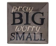 CWI Gifts Pray Big Worry Kleiner Deko-Teller, Holz, Mehrfarbig