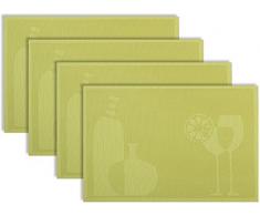 Secret Life(TM Set of 4 Reversible Cocktail Party Theme Woven Dinner Table Placemats Set (4,Green)