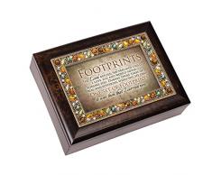 Cottage Garden Spieluhr, Motiv Fußabdrücke im Sand bernsteinfarben mit Juwelen, spielt auf Adler-Flügeln