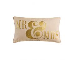 ELK Lighting Kissen / Teppich / Textil / Pouf, schwere Baumwolle (Bezug), Daunenfederfüllung (Einlage), weiß Gebleicht, Golddruck