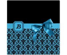 Rikki Knight Deko-Fliese, Buchstabe B, Damast-Schleife, Keramik, 10,2 x 10,2 cm, Himmelblau