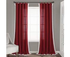 Lush Decor Rosalie Fenstervorhänge, Landhausstil, rustikaler Stil, für Wohnzimmer, Esszimmer, Schlafzimmer, 213 x 137 cm, Rot