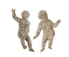 K&K Interiors 13742A Engelsfiguren aus Polystein, Sortiert, 66 cm, Braun, 2 Stück