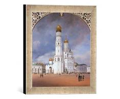 Gerahmtes Bild von Johann Philipp Eduard Gaertner Panorama des Kreml, Kunstdruck im hochwertigen handgefertigten Bilder-Rahmen, 30x30 cm, Silber Raya