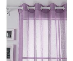 Deconovo Fenstervorhänge in Leinenoptik, durchsichtig, für Glastüren, 132,1 x 243,8 cm, Violett